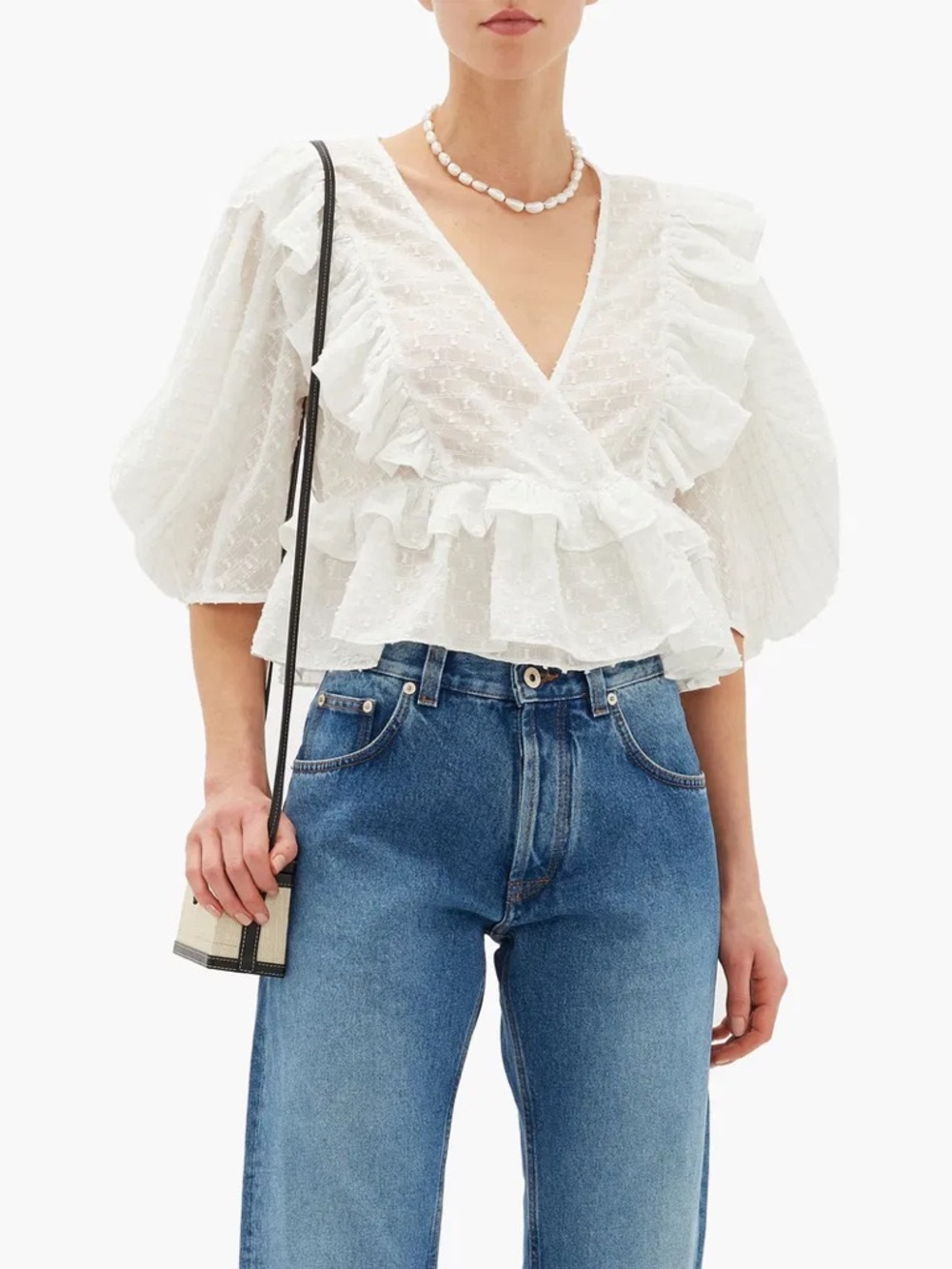 RHODE Elodie Ruffled Cotton-Blend Top NWT